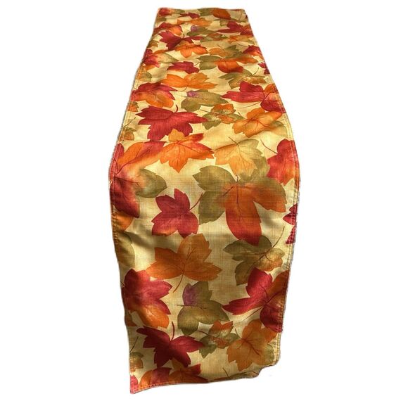 Table Runner Home Decor 70"X14" Fall Maple Leaves Thanksgiving Harvest Farmhouse - Picture 1 of 3